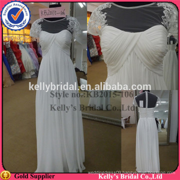 new arrival see-through scoop neckline chiffon wedding dress KB2015-106 Sexy High Neck Backless white Taffeta Lace Beaded dress